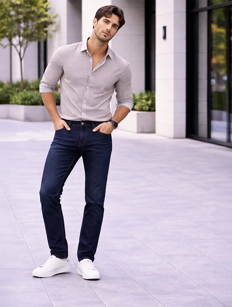 Midnight Indigo Men Cotton Lycra Slim Fit Stretchable Jeans 