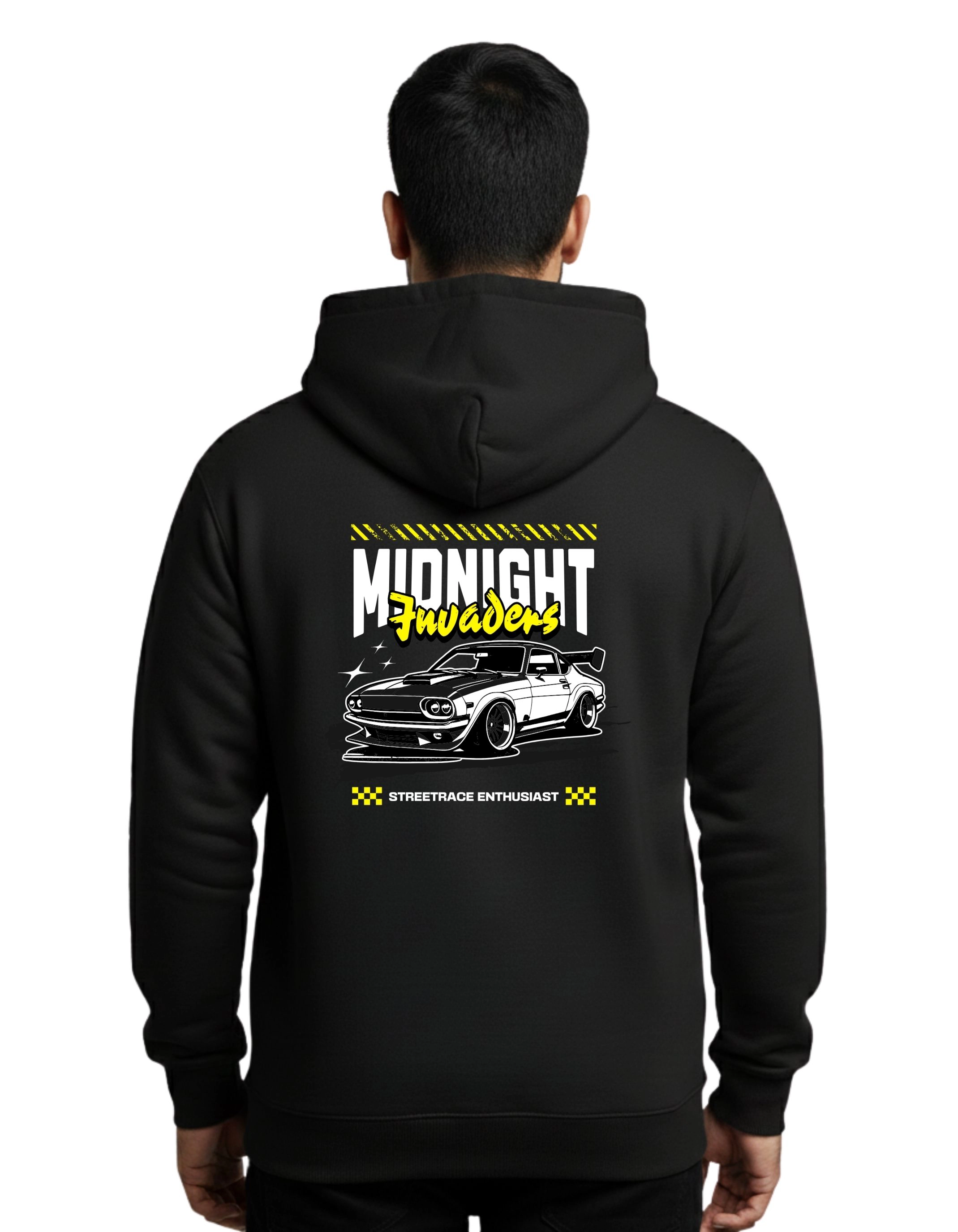 Midnight Invaders Cotton Hoodie Without Zipper 300 GSM Black
