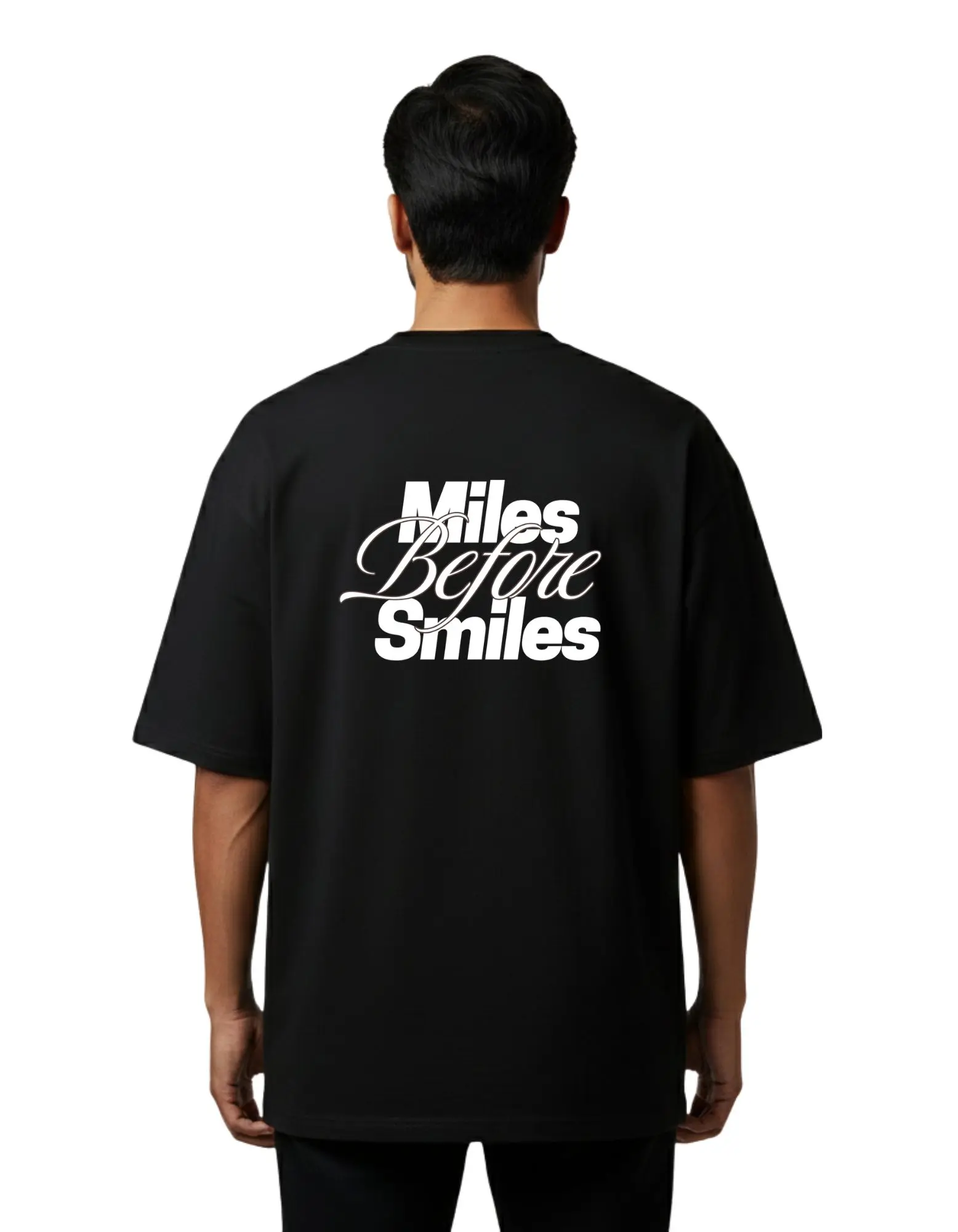 Miles Before Smiles Oversize Cotton French Terry T-Shirt 240 GSM Black