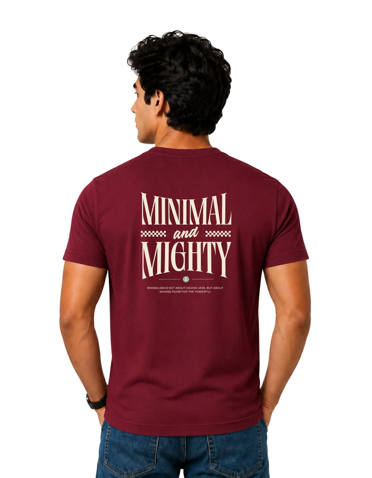 Minimal and Mighty Cotton Round Neck T-Shirt 180 GSM Maroon
