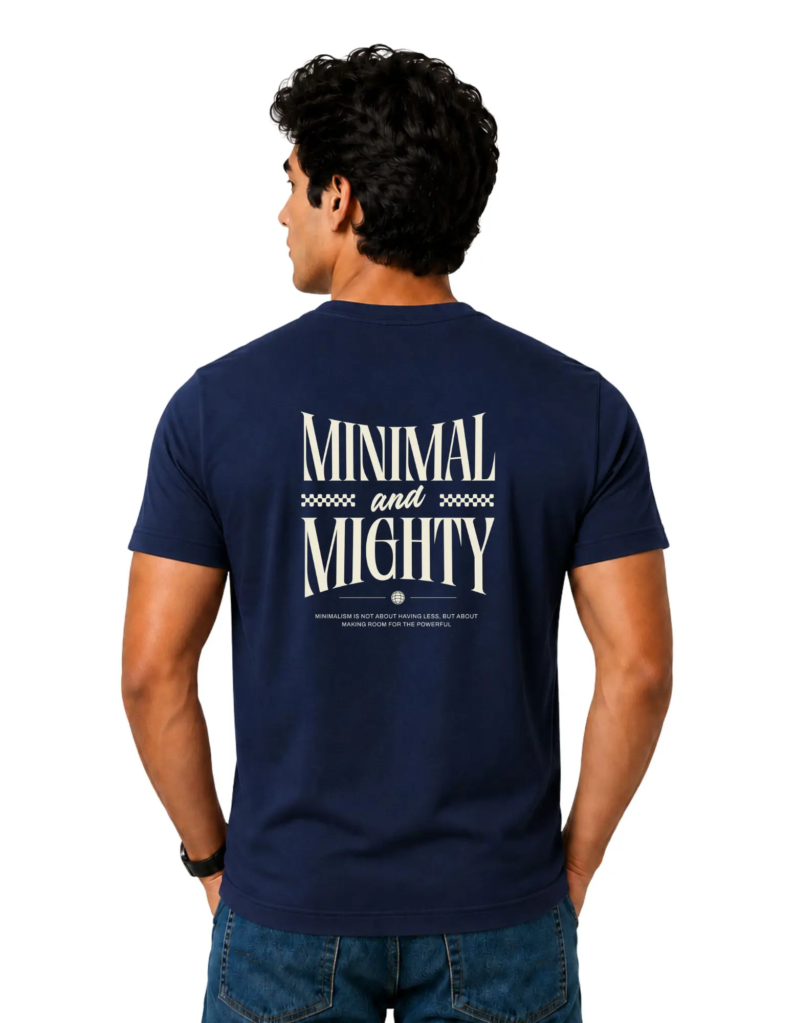 Minimal and Mighty Cotton Round Neck T-Shirt 180 GSM Navy Blue