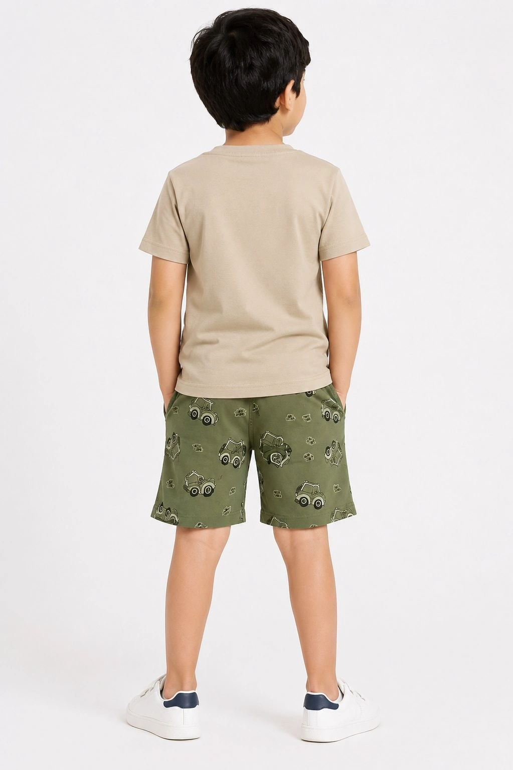 Mint Green And Dark Grey Kids Munna Munni Premium Printed T shirts With Shorts Set