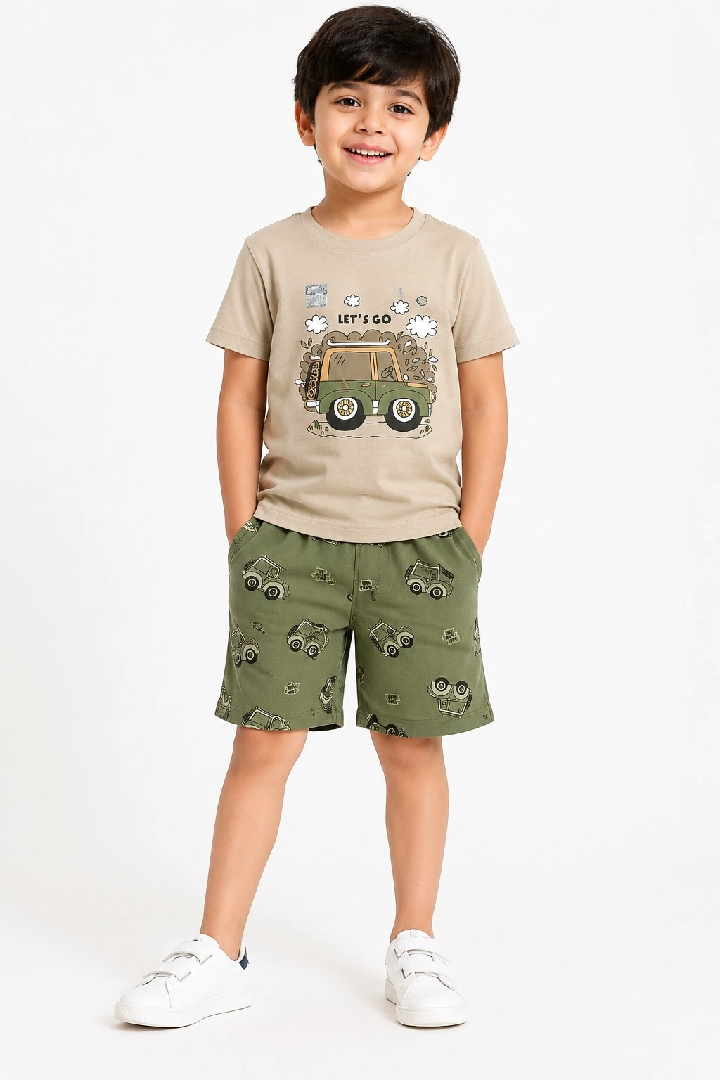 Mint Green And Dark Grey Kids Munna Munni Premium Printed  T shirts With Shorts Set — bulk from ₹200
