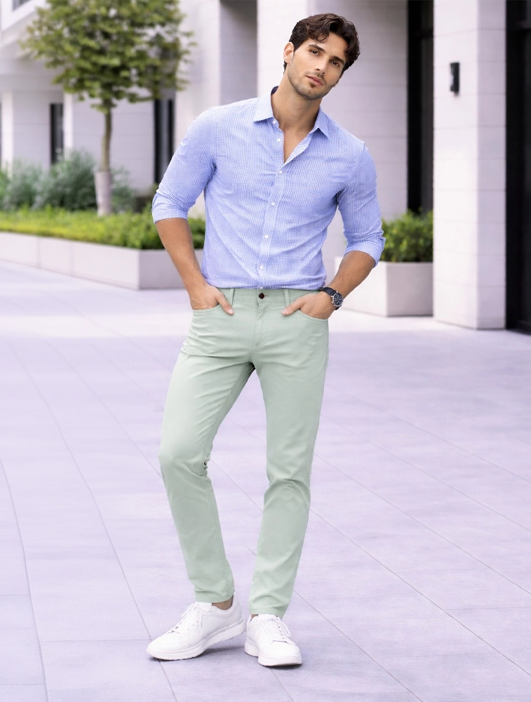 Mint Green Men Comfort Fit Jeans