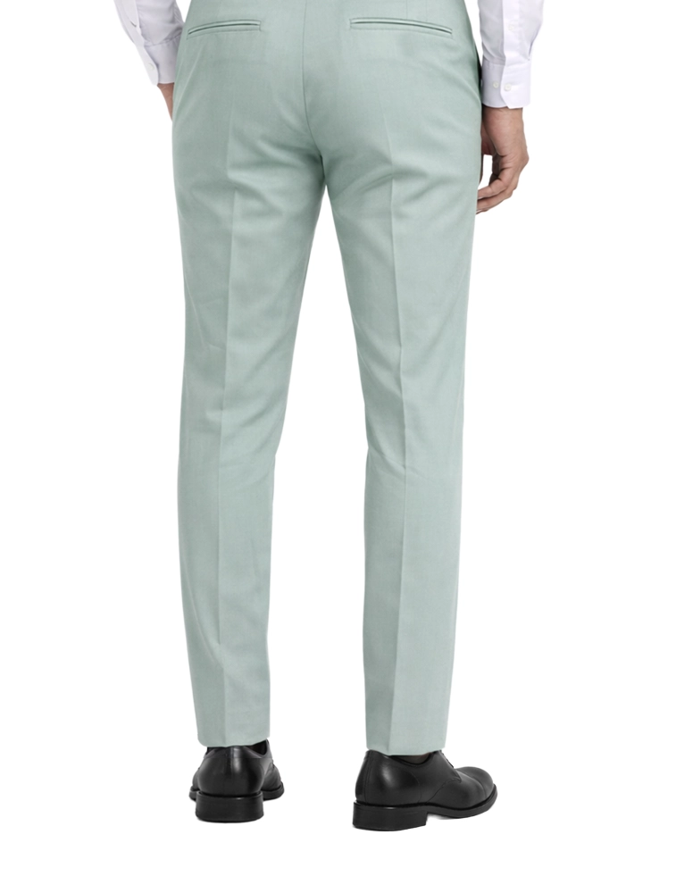 Mint Green Mens Textured Polyester Lycra Slim Fit Formal Trouser — bulk from ₹392