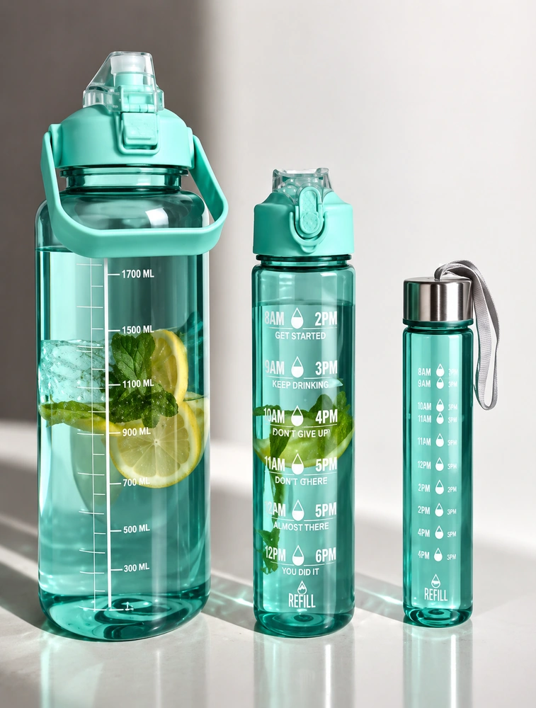 Mint Green Premium Motivational Water Bottle
