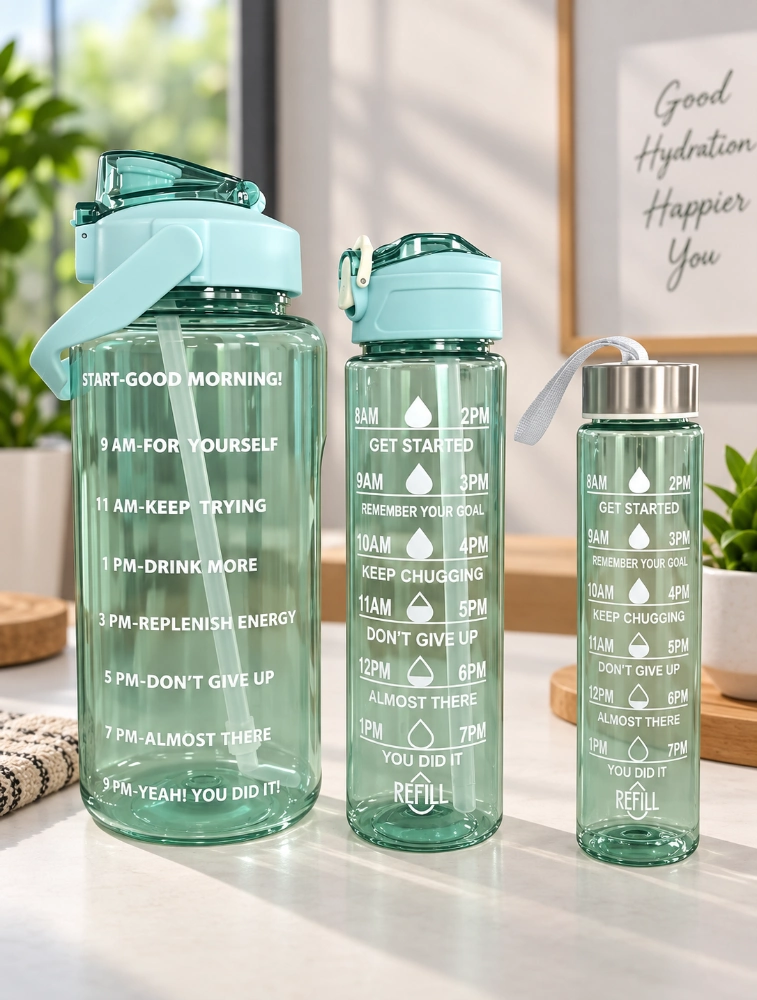 Mint Green Premium Motivational Water Bottle