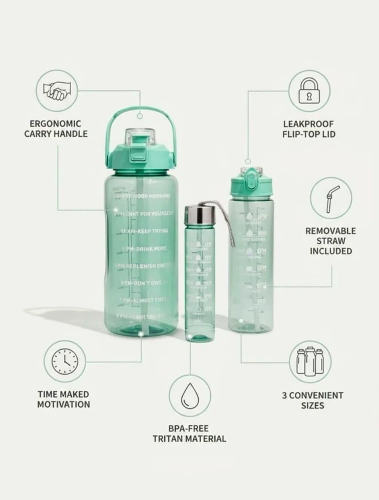 Velron Couture - Mint Green Premium Motivational Water Bottle