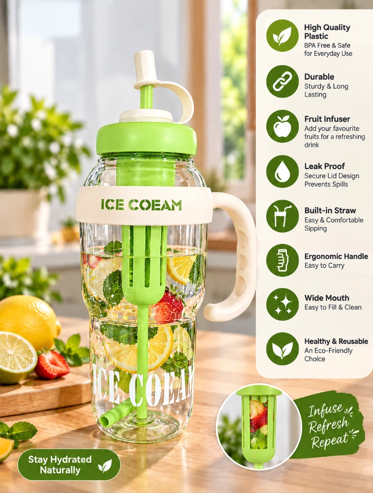 Mint Green Transparent Fruit Infuser Water Bottle