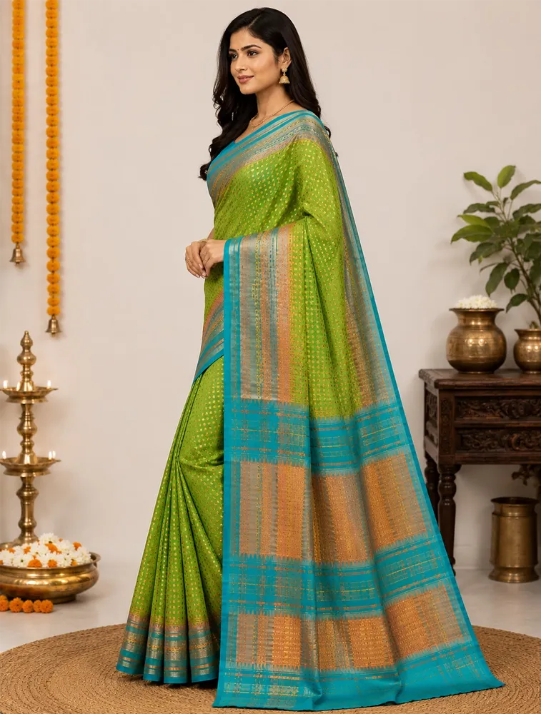 Mint Green Womens Premiun Pure linen sarees