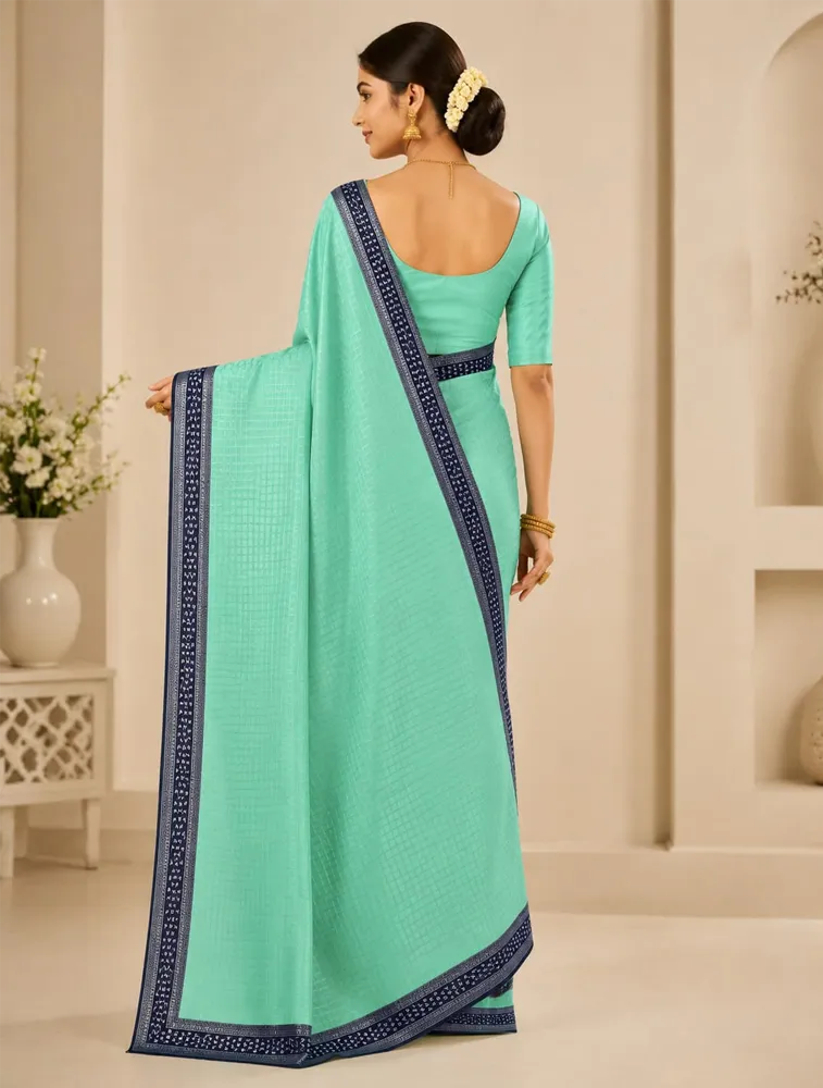 Mint Green Womens Printed Luxury Jarri Soft Silk Saree — bulk from ₹2289