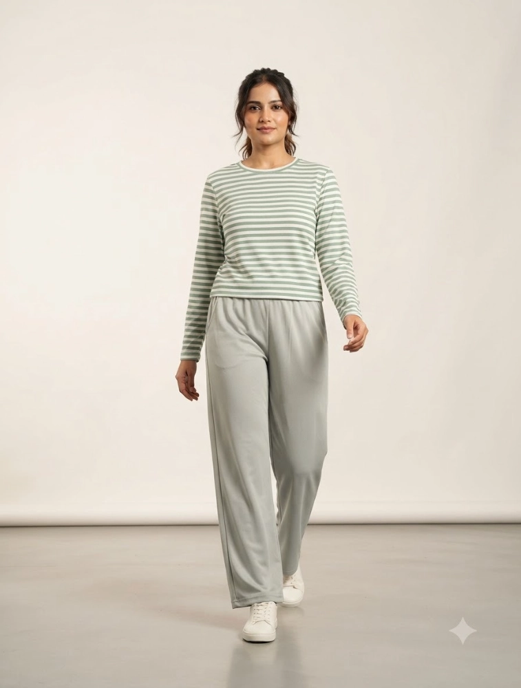 Anshu fashion shop Mint Womens Casual Striped CoOrd Set