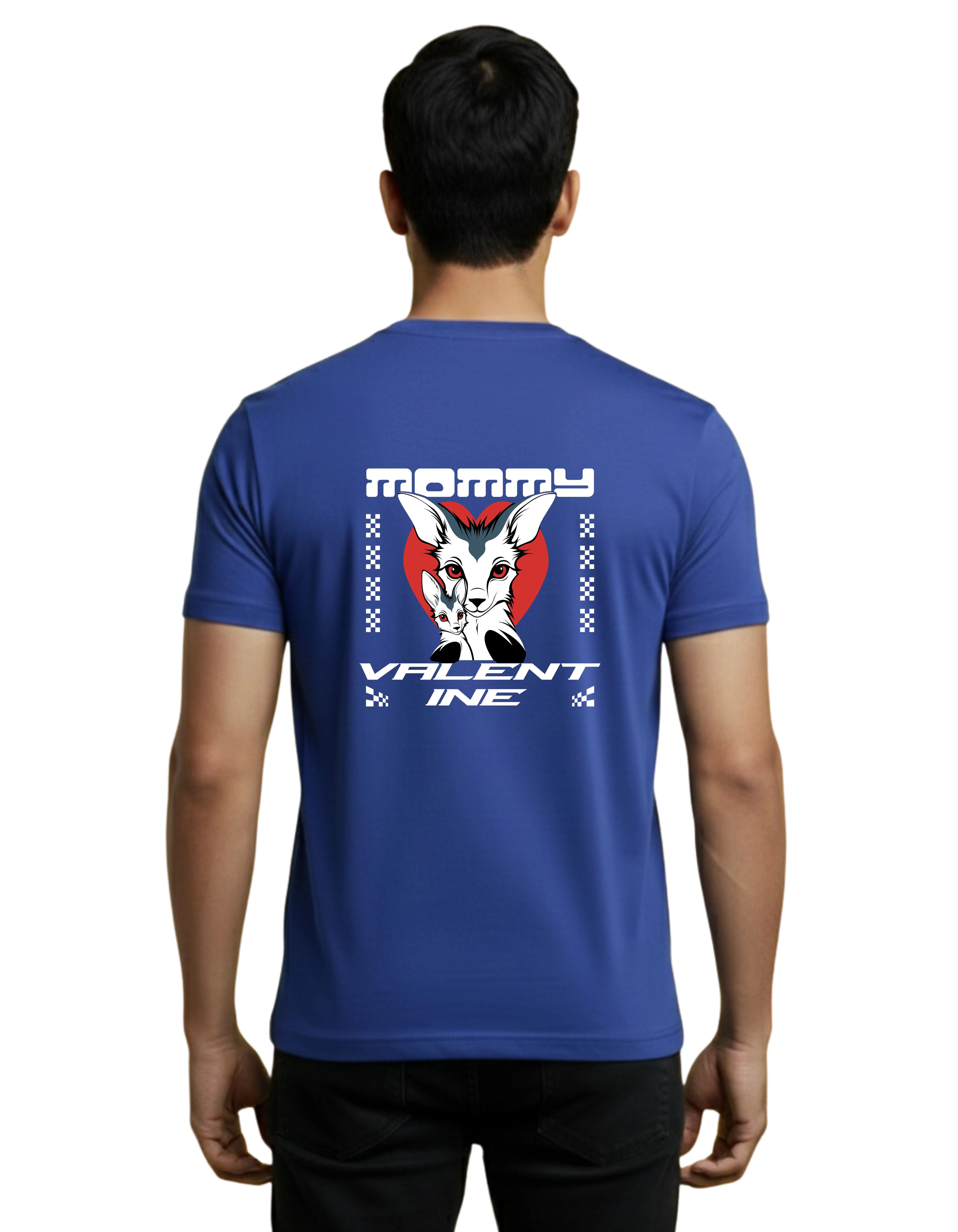 Mommy Valentine Cotton Round Neck T-Shirt 180 GSM Royal Blue