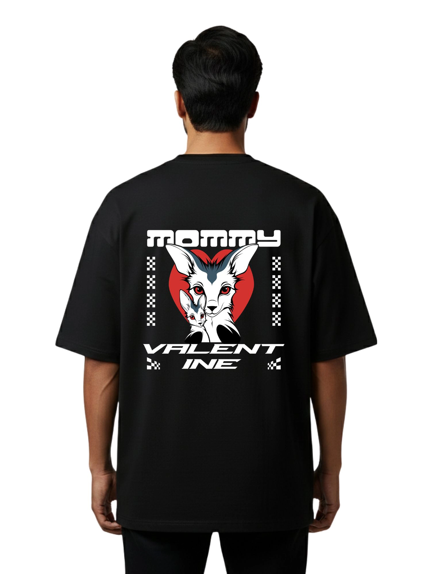 Mommy Valentine Oversize Cotton French Terry T-Shirt 240 GSM Black
