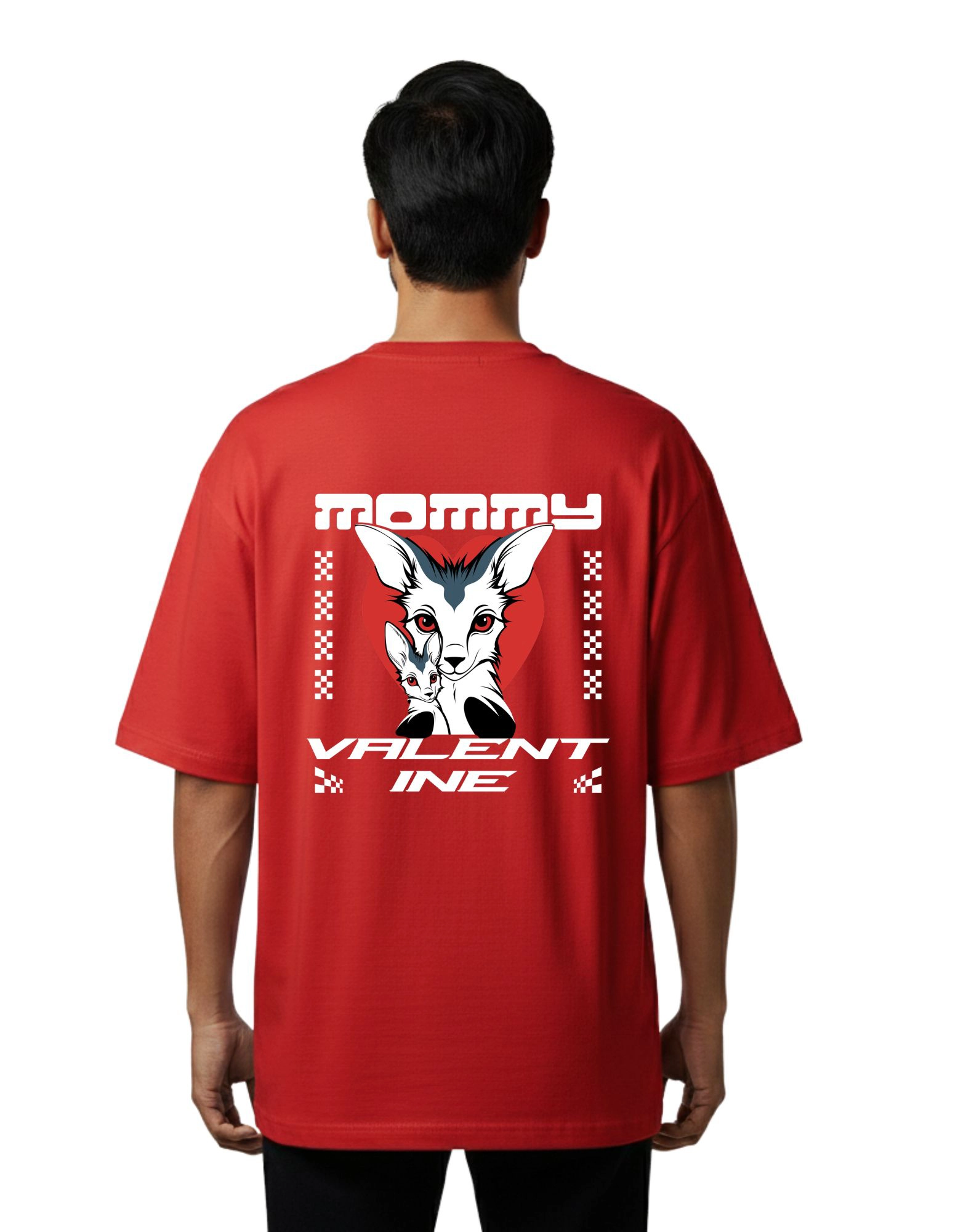 Mommy Valentine Oversize Cotton French Terry T-Shirt 240 GSM Red
