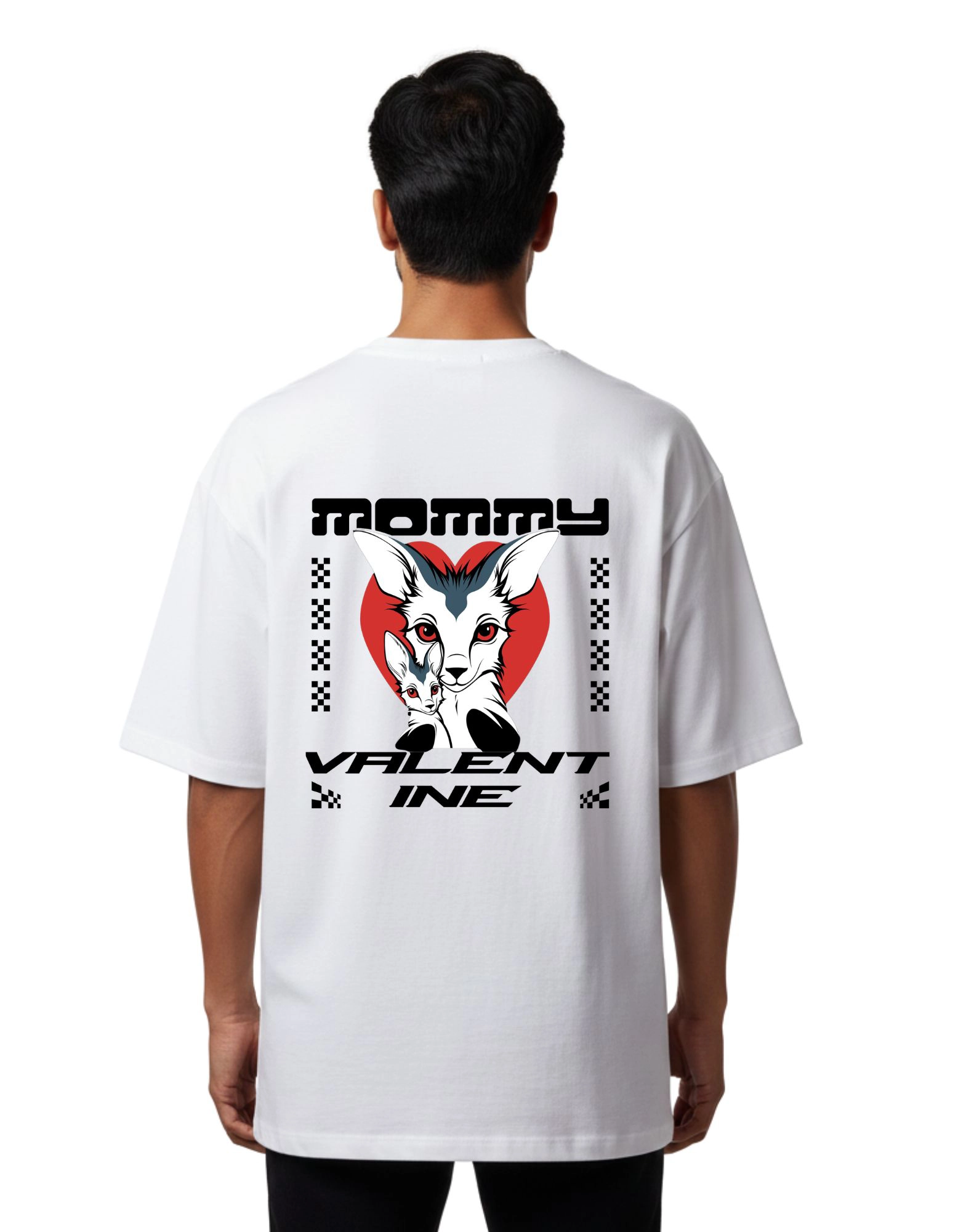 Mommy Valentine Oversize Cotton French Terry T-Shirt 240 GSM White