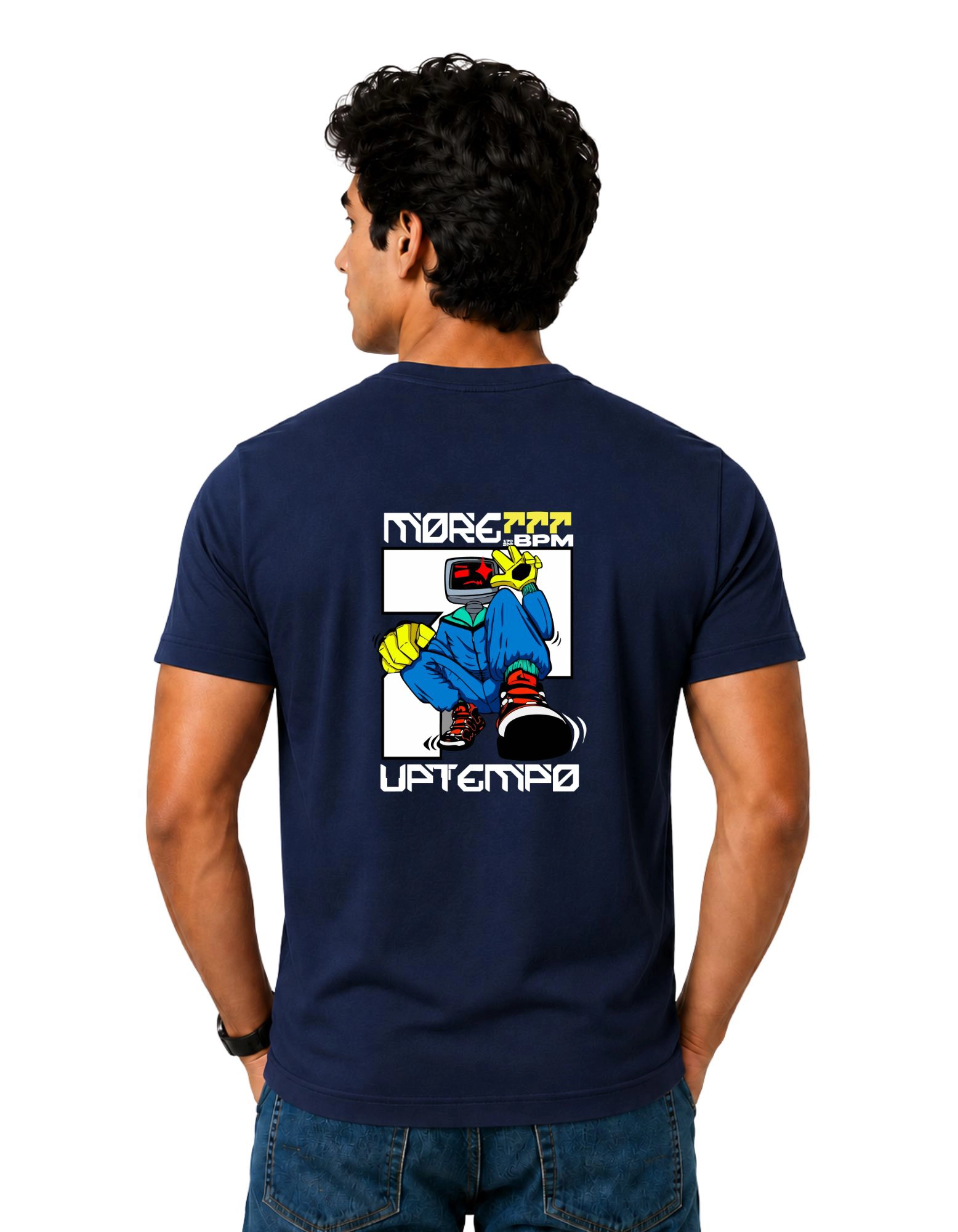 More Uptempo Cotton Round Neck T-Shirt 180 GSM Navy Blue