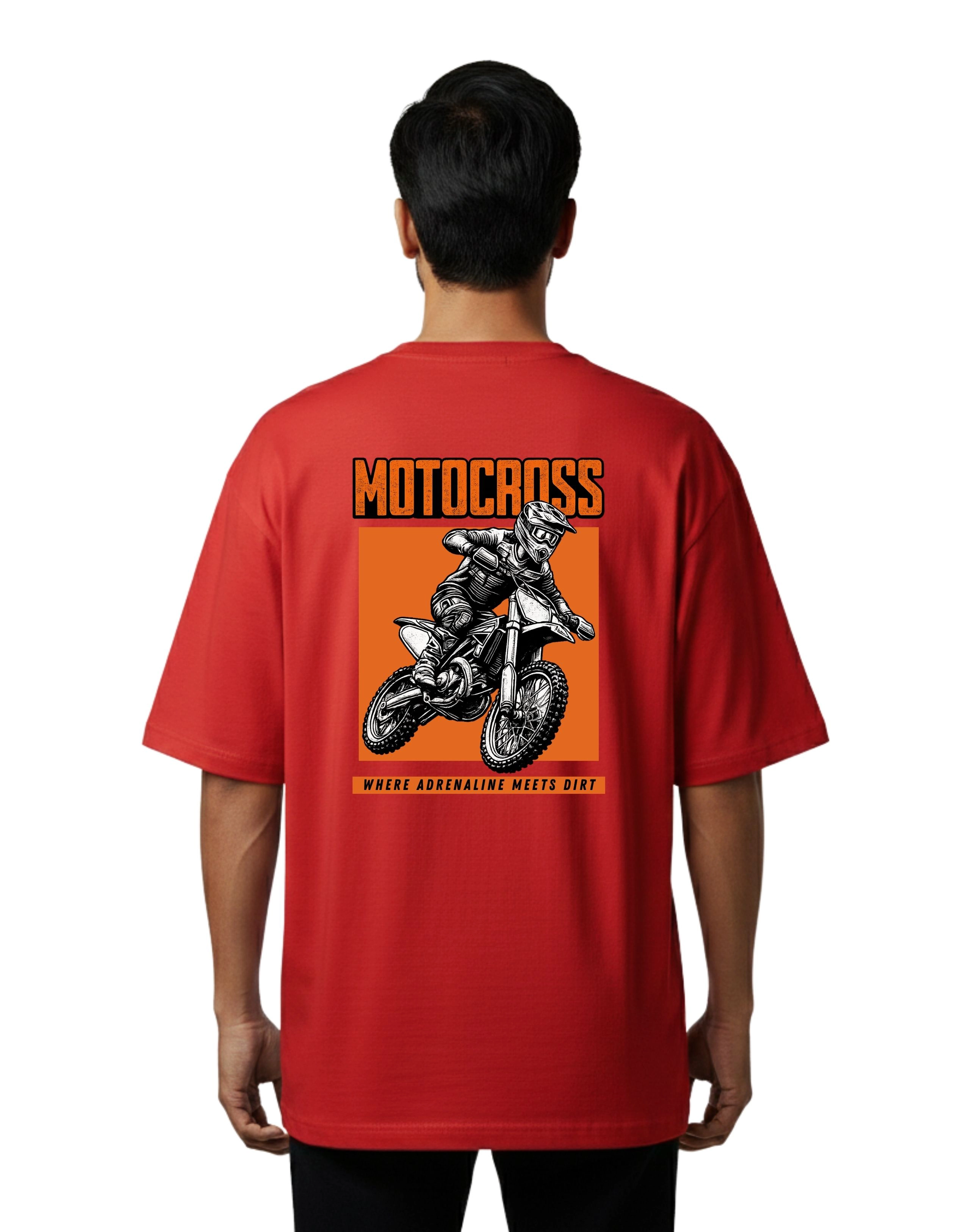 Motocross Oversized Cotton French Terry T-Shirt 240 GSM Red