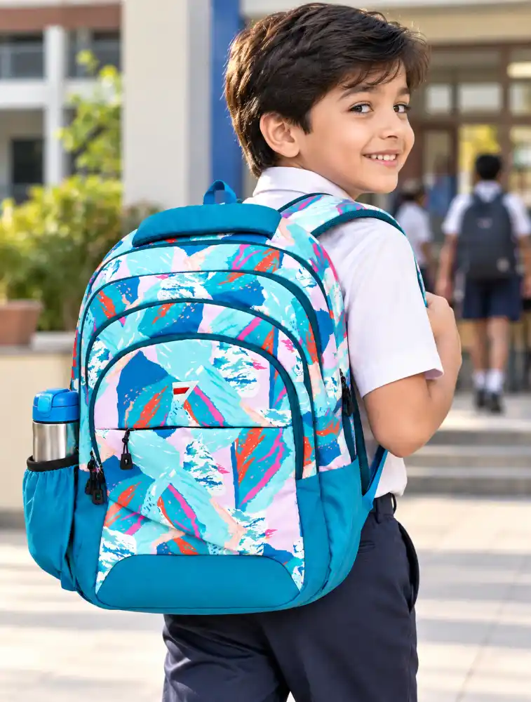 Multi Blue Premium Printed School Backpack  