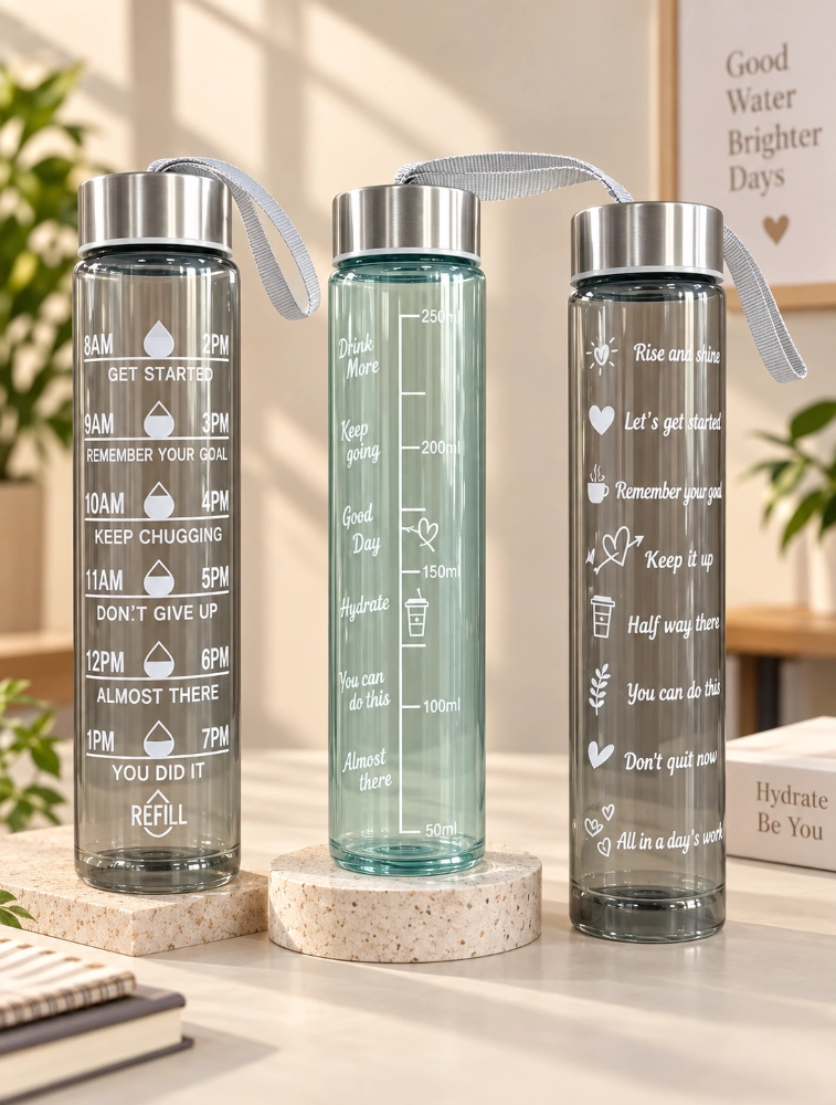 Multi Color Transparent Motiva Sip Water Bottle Pack of 3