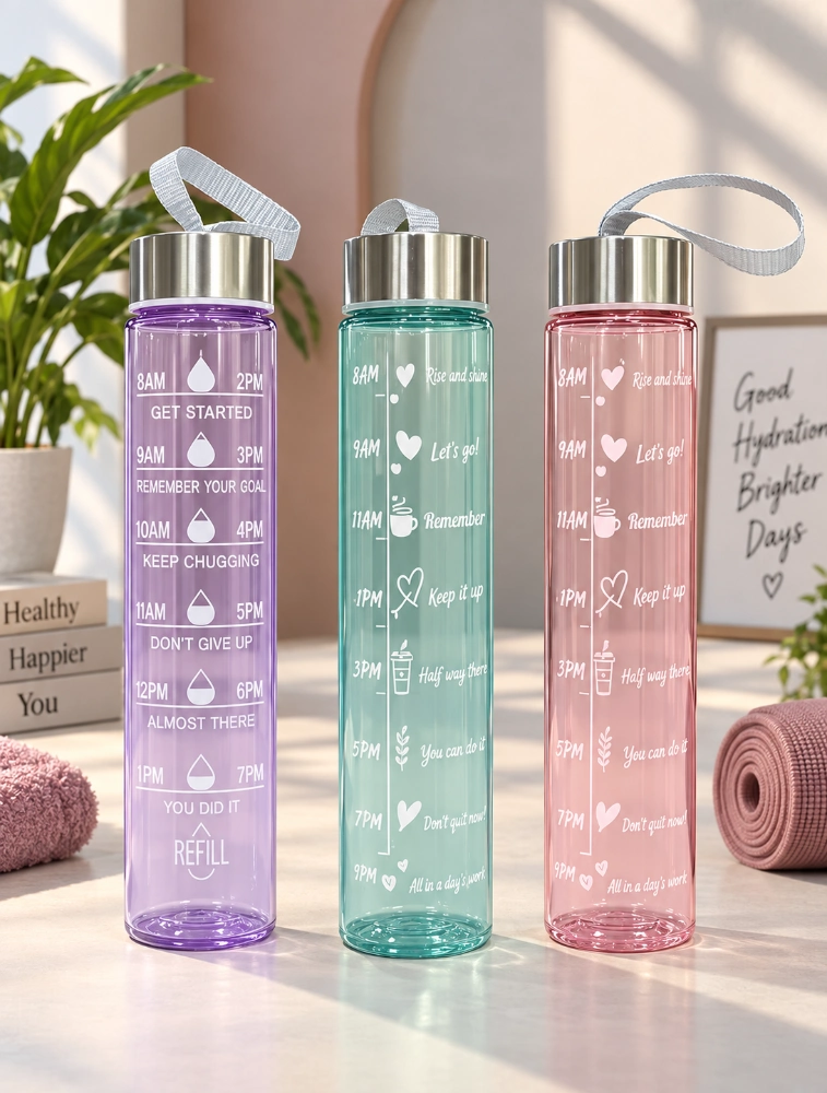 Multi Color Transparent Motiva Sip Water Bottle Pack of 3