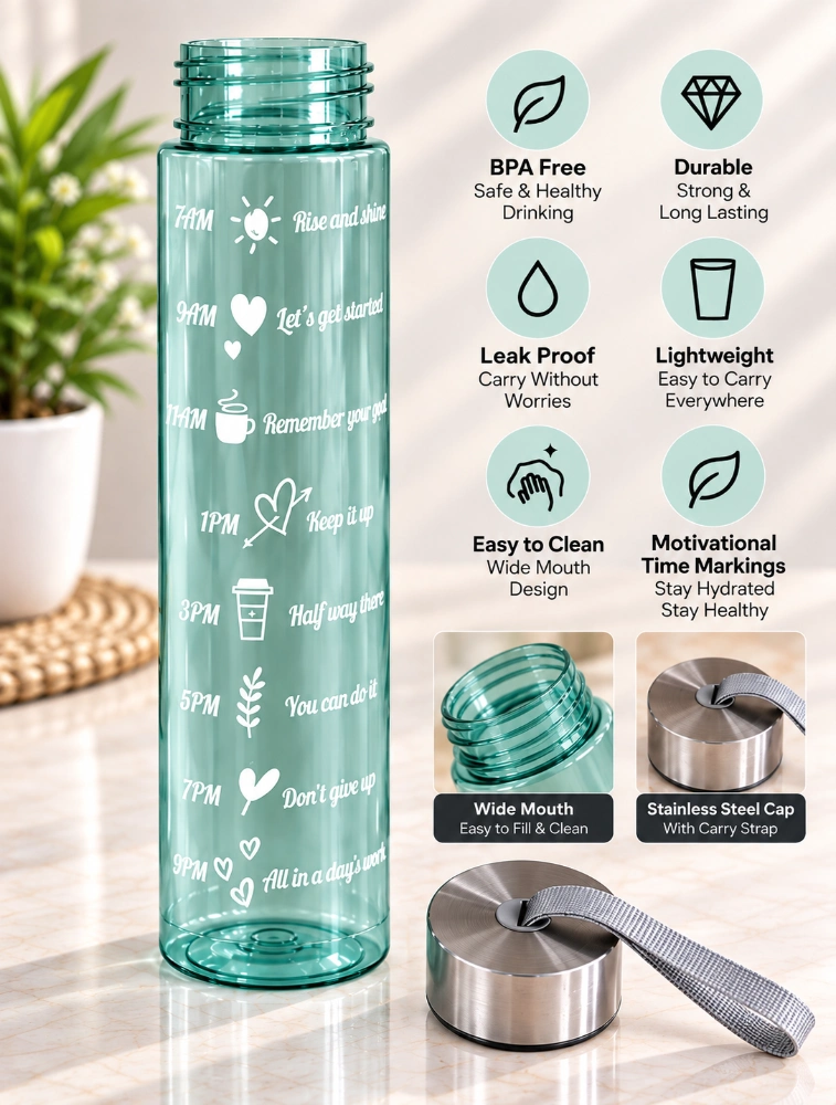 Multi Color Transparent Motiva Sip Water Bottle Pack of 3