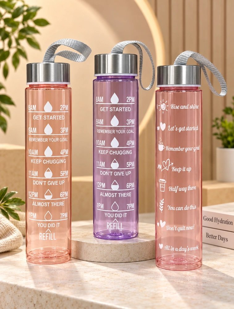 Multi Color Transparent Motiva Sip Water Bottle Pack of 3