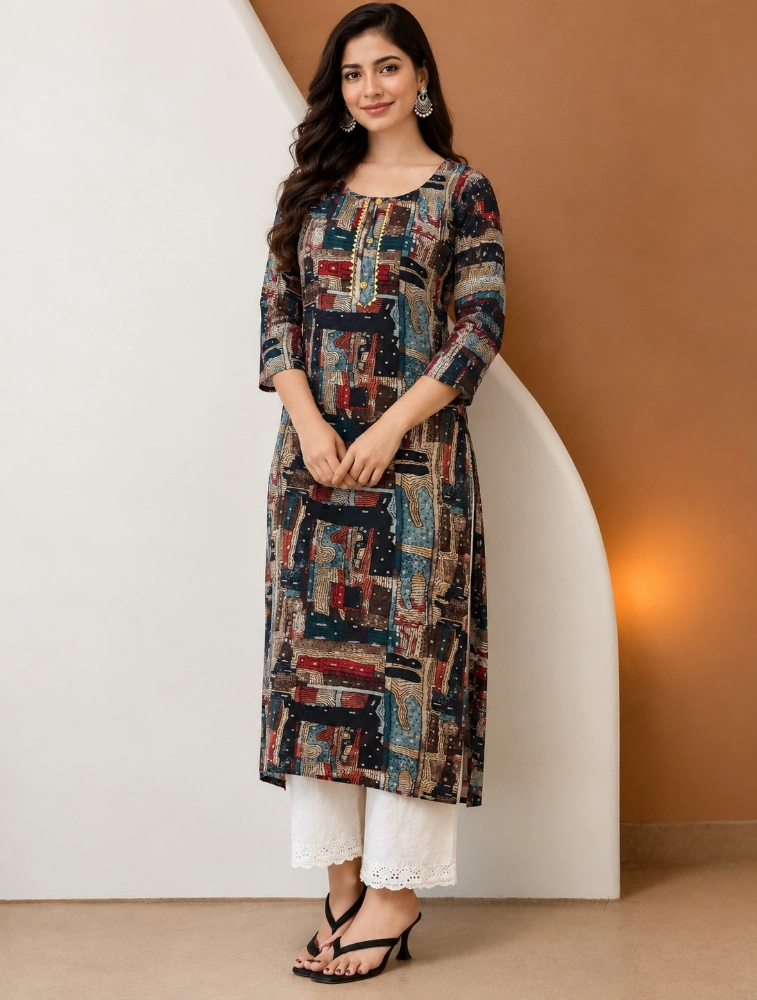 Multi Colour Aarvika Abstract Elegance Printed Kurti