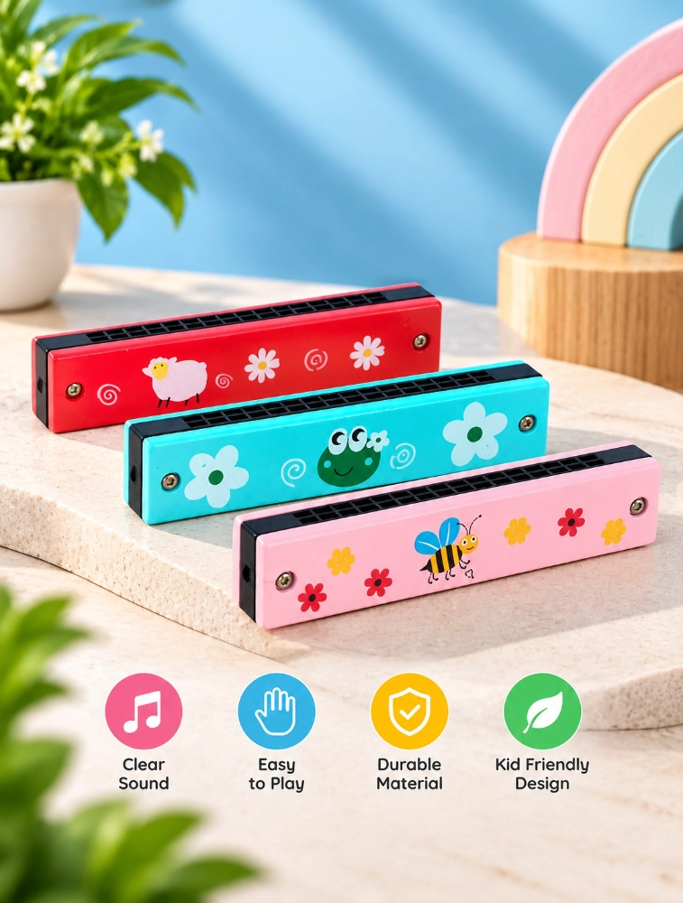 Multi Colour Musical Mouth Organ for Kids Pack of 3