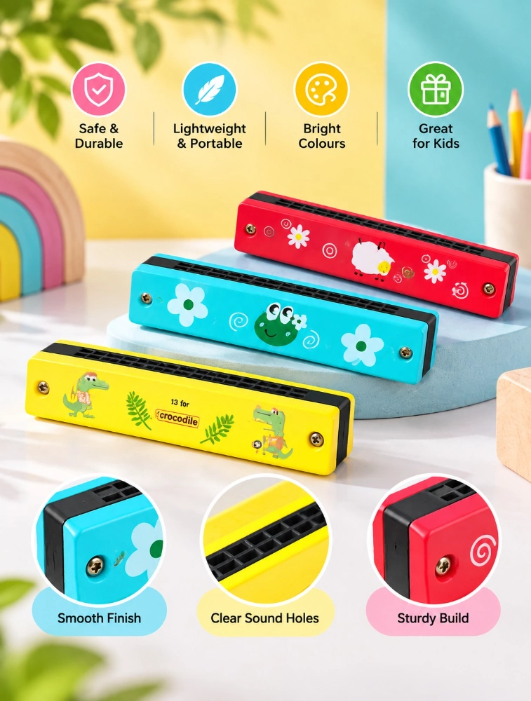 Multi Colour Musical Mouth Organ for Kids Pack of 3