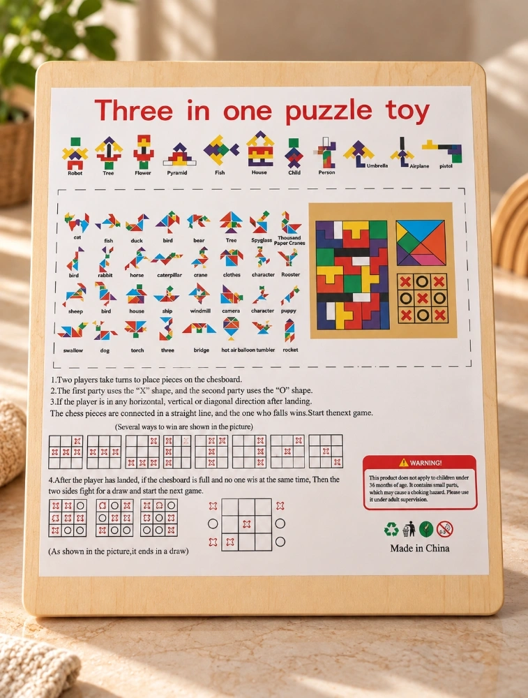 Multi Colour Three In One Kids Puzzle Toy