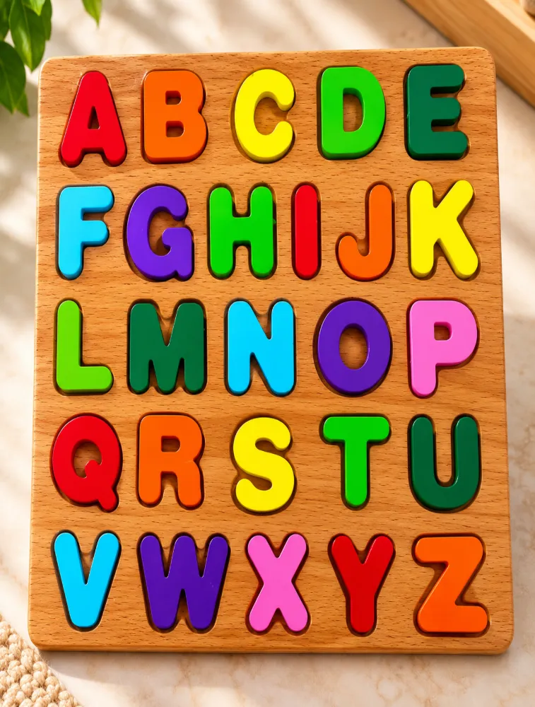 MultiColor Wooden Alphabet Educational Puzzle Toy