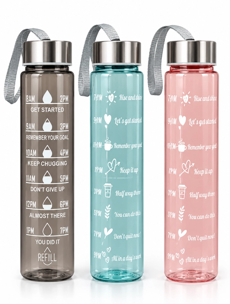 Multicolor Motiva Sip Transparent Water Bottle Pack of 3