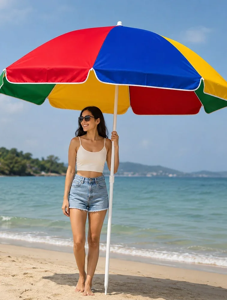 Multicolour Beach And Garden Sun Umbrella