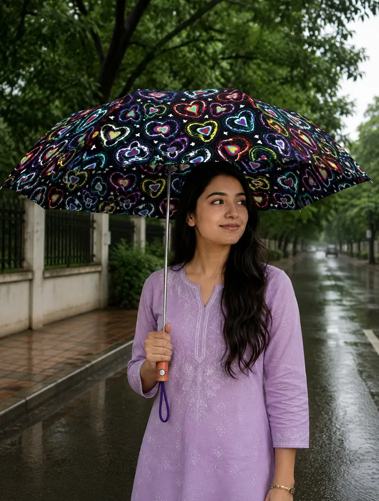 Multicolour Summer Meadow Bloom Floral Compact Umbrella