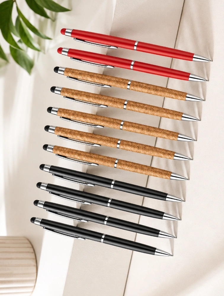 Multicolour Premium Slim Metal and Cork Ball Pen with Silver Clip Pack of 10 — bulk from ₹364
