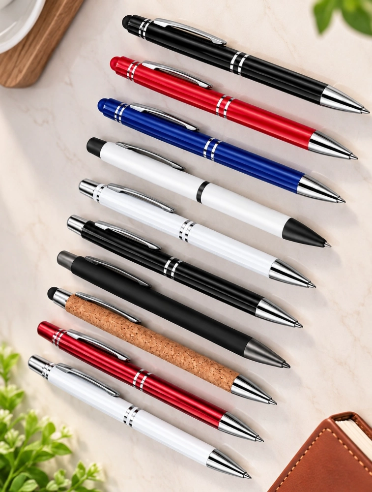 Multicolour Premium Slim Metal and matte Ball Pen with Silver Clip Pack of 10 — bulk from ₹306