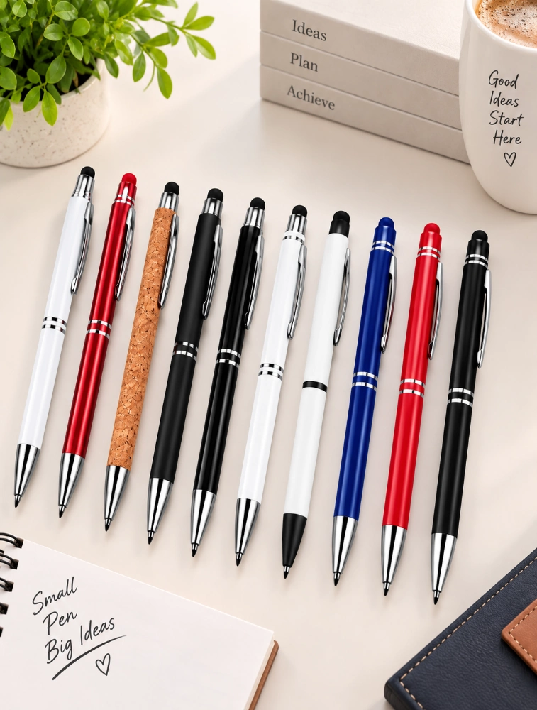Multicolour Premium Slim Metal and matte Ball Pen with Silver Clip Pack of 10 — bulk from ₹306