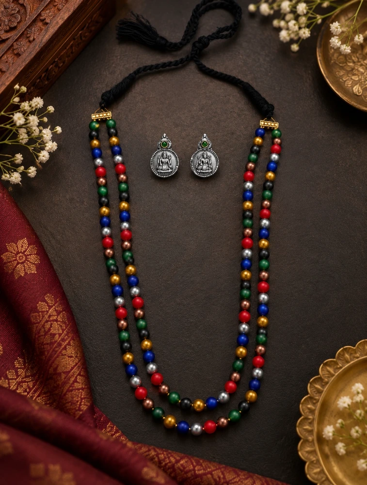 Multicolour Terracotta Beaded Necklace Set