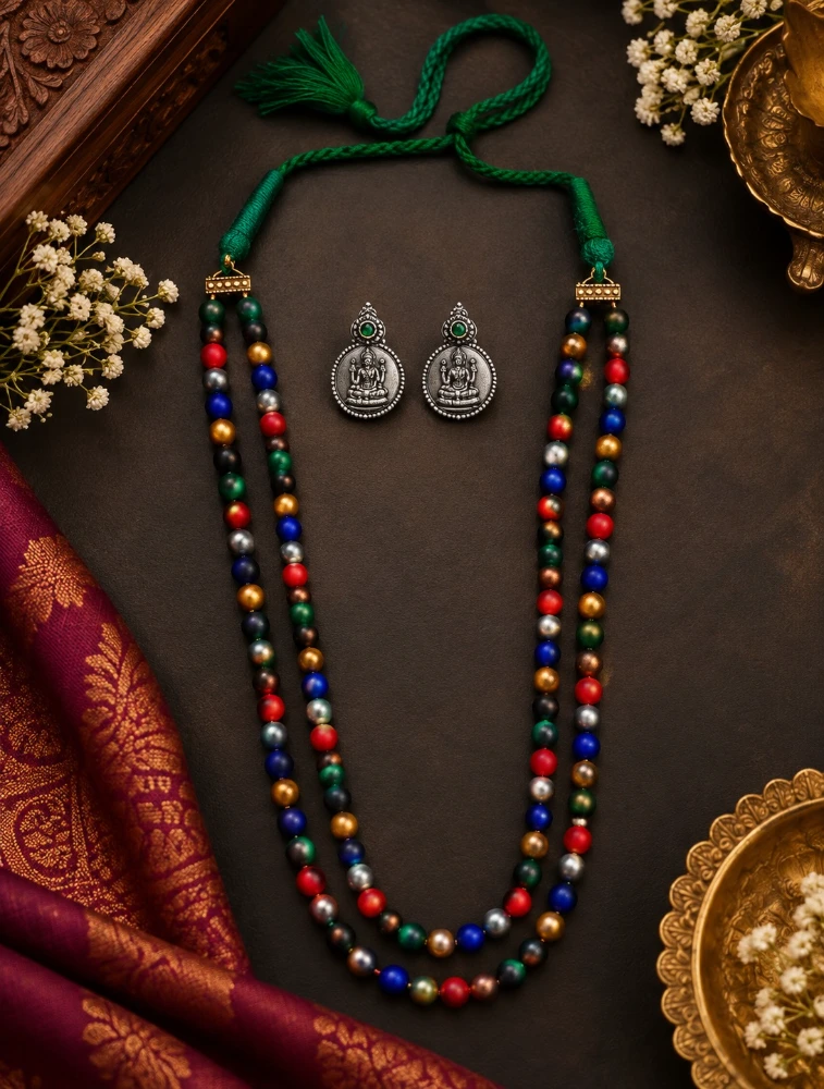 RSWORLDX Multicolour Terracotta Beaded Necklace Set