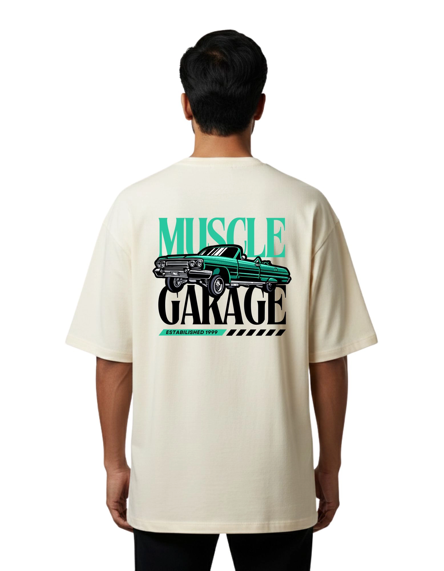 Muscle Garage Oversized French Terry 240 GSM T-Shirt Beige