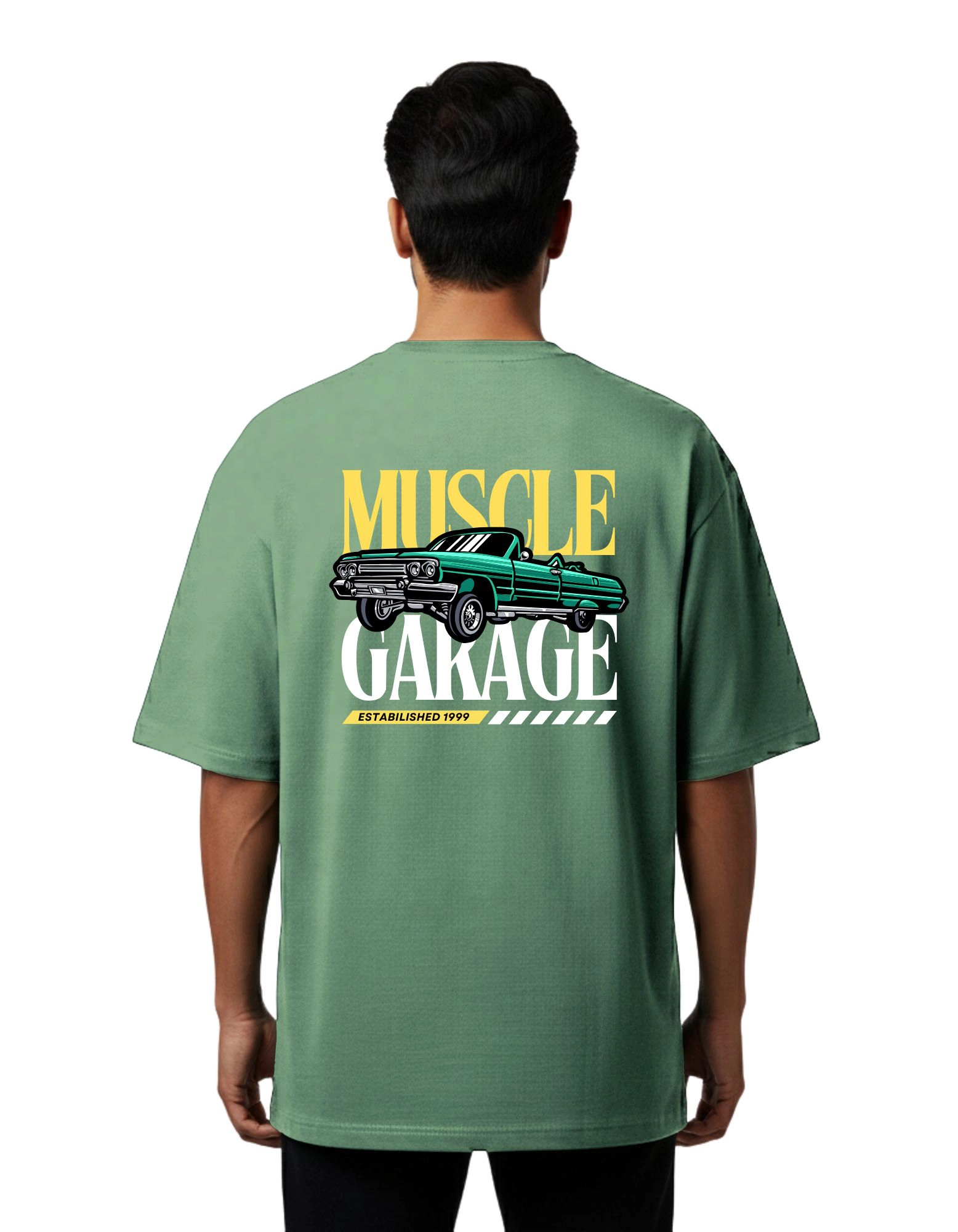 Muscle Garage Oversized French Terry 240 GSM T-Shirt D Green