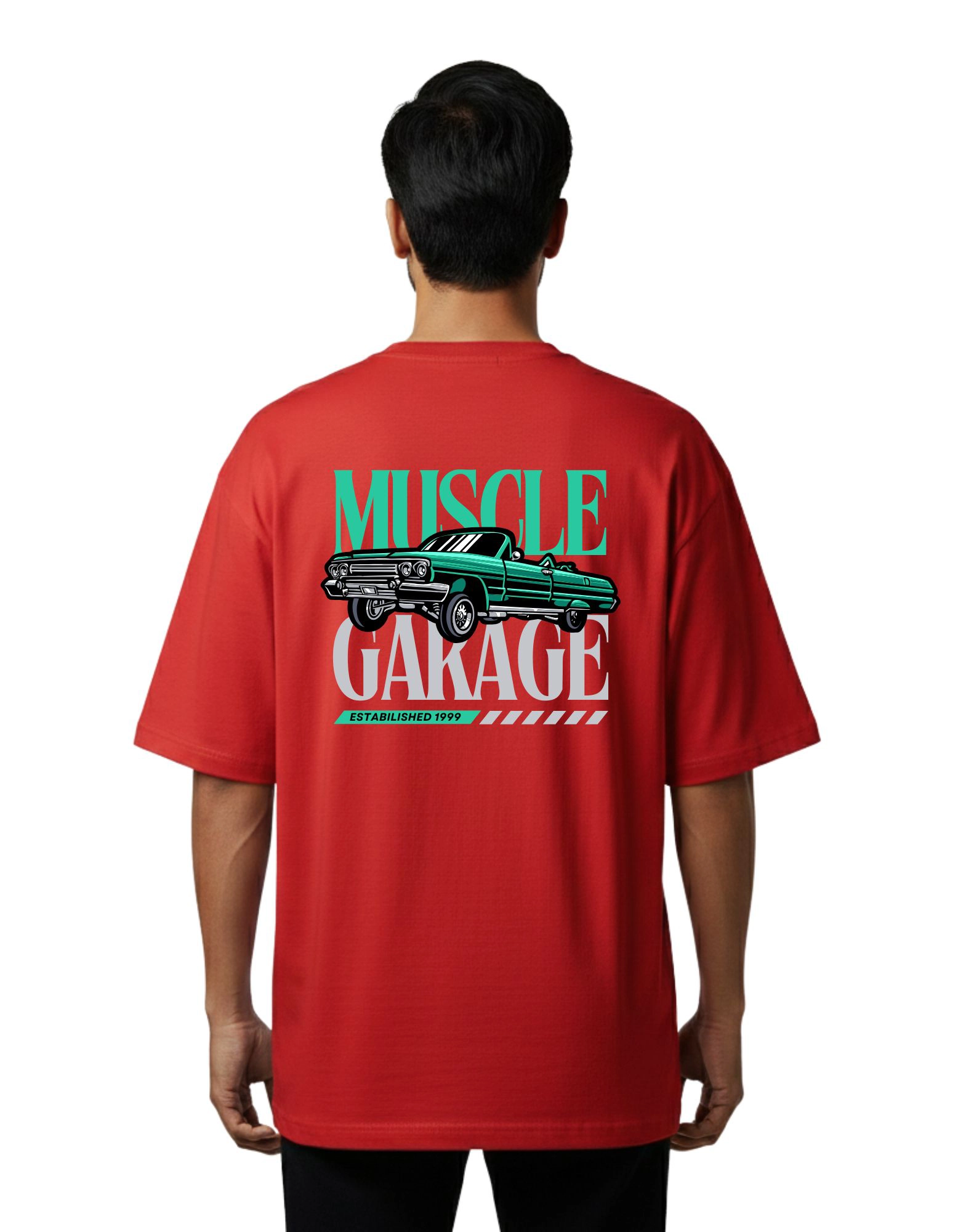 Muscle Garage Oversized French Terry 240 GSM T-Shirt Red