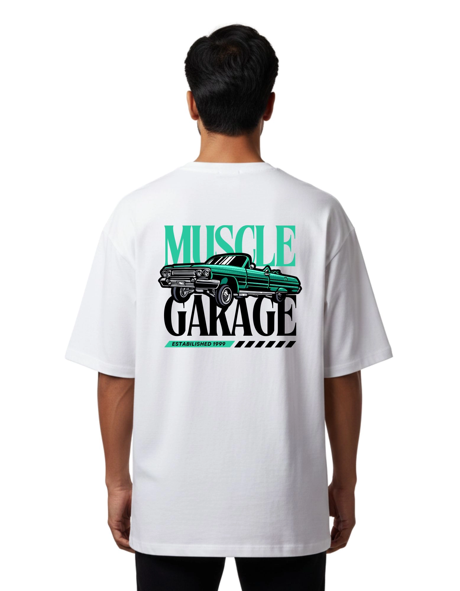 Muscle Garage Oversized French Terry 240 GSM T-Shirt White