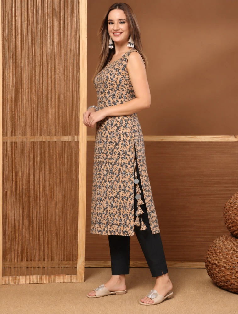 Mustard Yellow Womens Workwear Tailored Solid Kurta