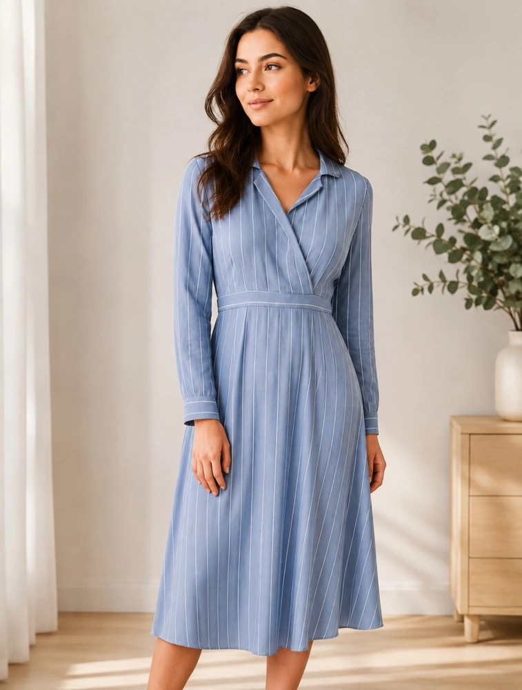Muted Sky Blue Womens Western Dress