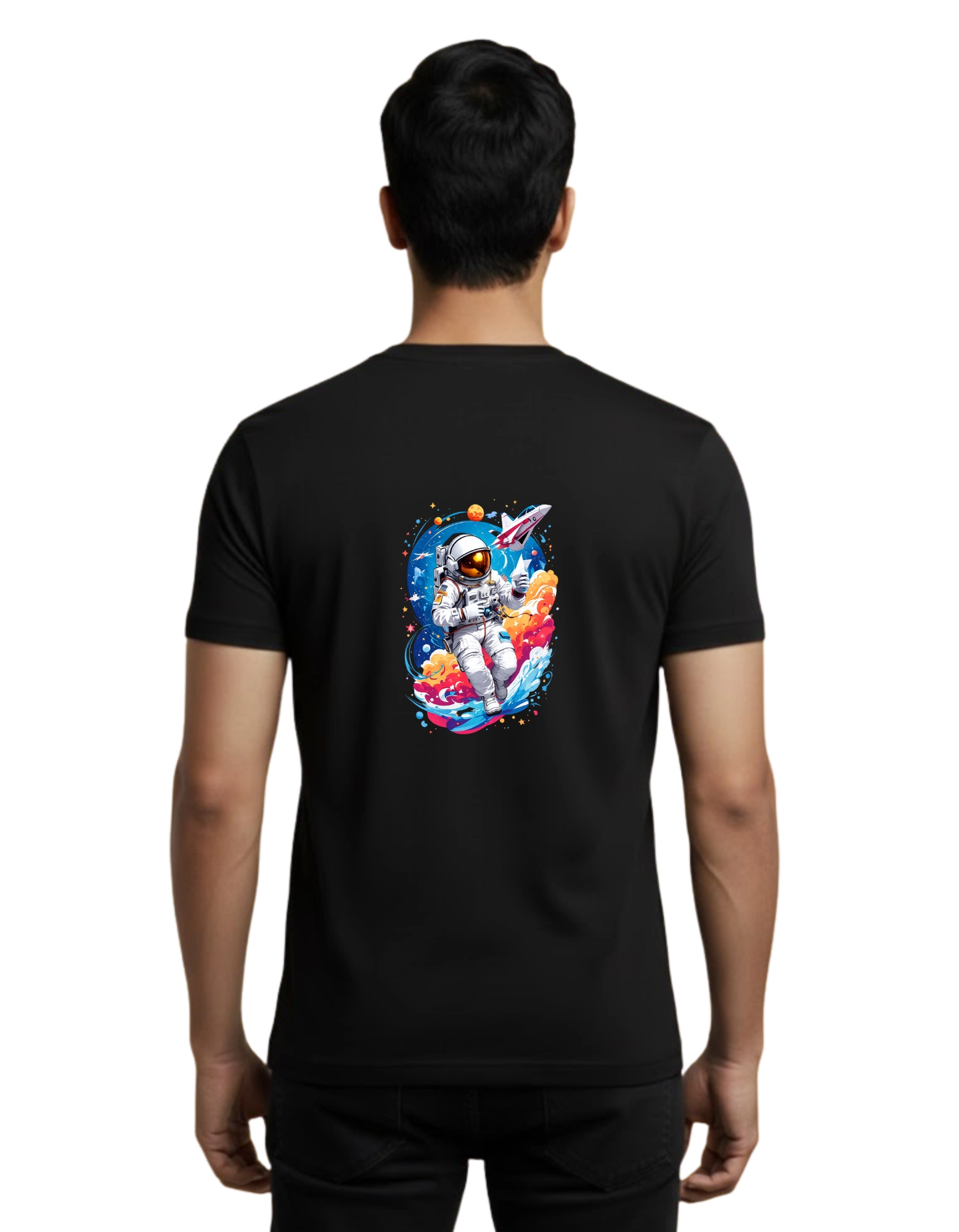 NASA Astronaut Cotton Round Neck T-Shirt 180 GSM Black