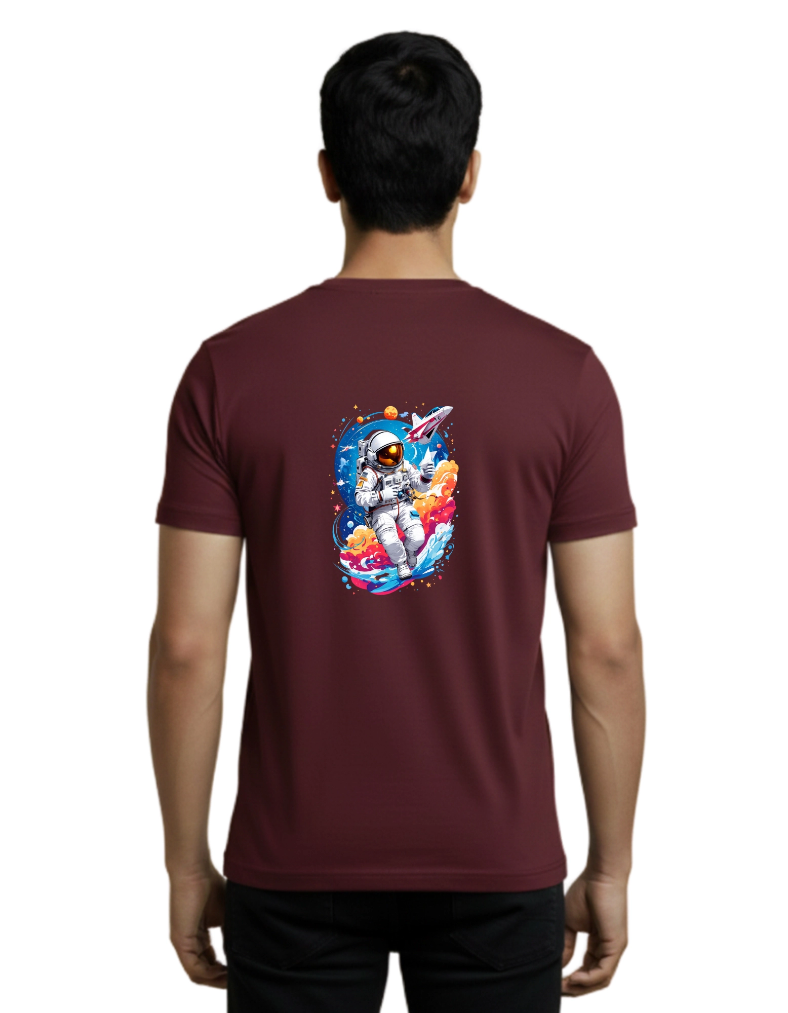 NASA Astronaut Cotton Round Neck T-Shirt 180 GSM Maroon