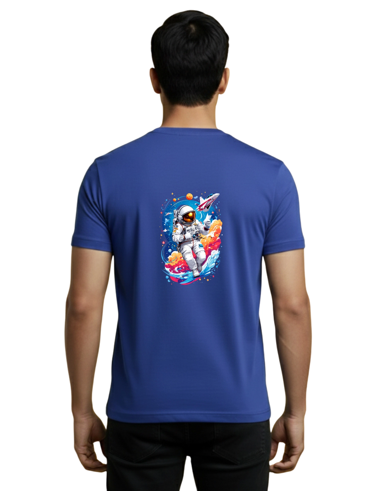 NASA Astronaut Cotton Round Neck T-Shirt 180 GSM Navy Blue