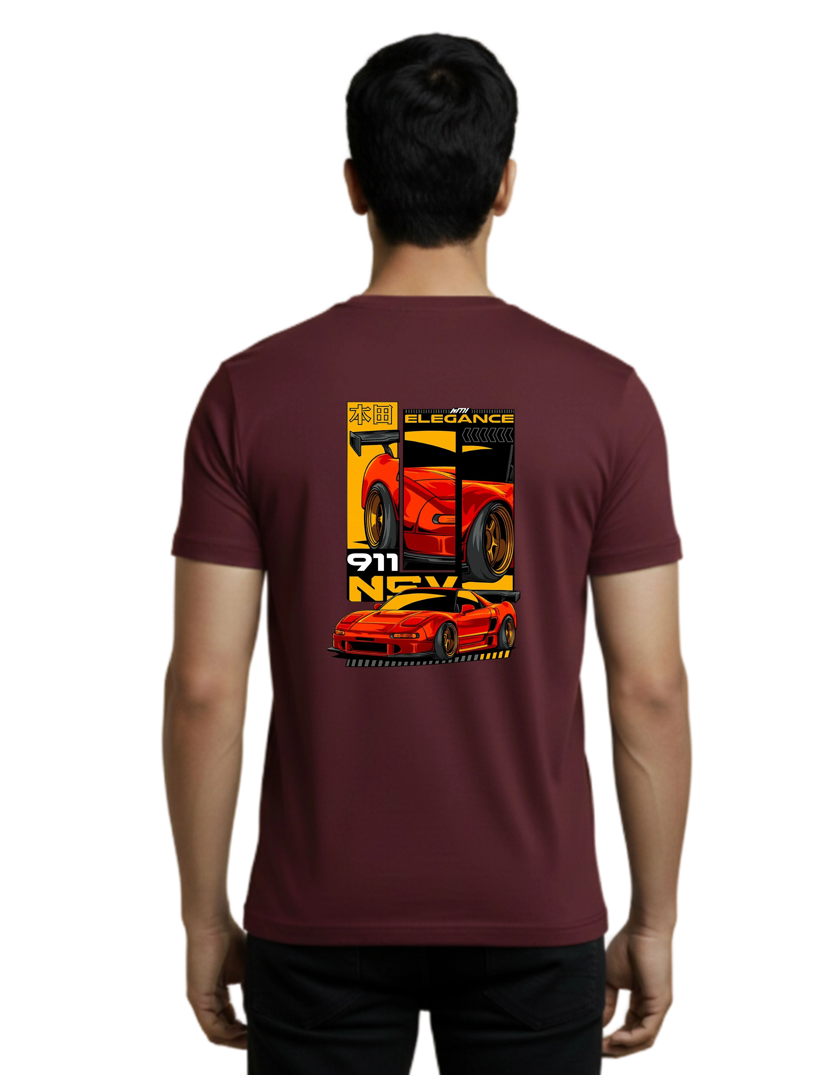 NSX Elegance Cotton Round Neck T-Shirt 180 GSM Maroon